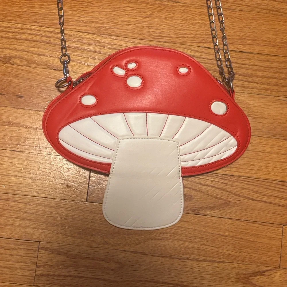 COTTAGECORE NEW Red & White Mushroom Crossbody Boho Bag Detachable Chain Strap - Picture 3 of 7